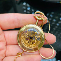 Đồng hồ quả quýt Roventa henex máy vàng lộ cơ