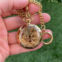 Đồng hồ quả quýt Roventa henex máy vàng lộ cơ