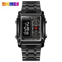 Đồng Hồ Quartz Mặt Vuông SKMEI 1868 Thiết Kế 3 Múi Giờ Chống Thấm Nước Có Đèn LED Cho Nam