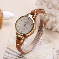 Đồng Hồ quartz Nữ Dây Da Mảnh Màu Trơn - Hàng mới về