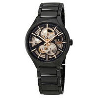 Đồng Hồ Rado True Automatic (máy cơ) Open Heart Black/Skeleton Dial High-Tech Ceramic R27100162 (Nam) Chính Hãng
