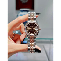 Đồng hồ Rolex 2836 Máy Thuỵ Sỹ Nữ Cơ (Automatic) Mặt Siz 31mm Dây Kim Loại Thép Không Gỉ Demi Vàng Rose Mặt Nâu