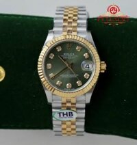 Đồng Hồ Rolex Datejust 278273 Demi Vàng Mặt Xanh Ô Liu Cọc Số Đá Dây Jubilee Replica 1:1 THB 31mm