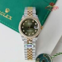 Đồng Hồ Rolex Datejust 278383RBR Demi Vàng Mặt Xanh Ô Liu Viền Đá Đá Dây Jubilee Replica 1:1 THB 31mm