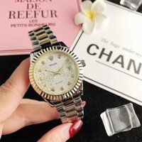 Đồng Hồ rolex Mặt Tròn Đính Đá Dây Da Thép Không Gỉ Thời Trang Cho Cặp Đôi