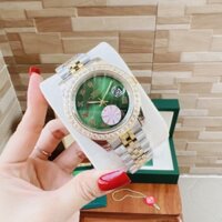 Đồng hồ Rolex Nam Demi Mặt Xanh  Máy (Quartz) Pin Mặt Tròn Đính Đá Siz 41mm Dây Thép Không Gỉ