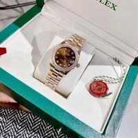 Đồng hồ Rolex Nữ Cao Cấp Máy (Quartz) Pin Mặt Siz 31mm Dây Kim Loại Thép Không Gỉ Vàng Rose Mặt Nâu