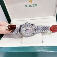 Đồng hồ Rolex Nữ Cao Cấp Máy (Quartz) Pin Mặt Siz 31mm Dây Kim Loại Thép Không Gỉ Trắng Silver viền hạt