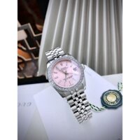 Đồng hồ Rolex Nữ Cao Cấp Máy Cơ (Automatic) Mặt Siz 31mm Dây Kim Loại Thép Không Gỉ Mặt Hồng số vạch Silver