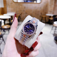 Đồng hồ Rolex Nữ Cao Cấp Máy (Quartz) Pin Mặt Siz 31mm Dây Kim Loại Thép Không Gỉ Demi Mặt Tím
