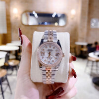 Đồng hồ Rolex Nữ Cao Cấp Máy (Quartz) Pin Mặt Siz 31mm Dây Kim Loại Thép Không Gỉ Demi Rose Mặt Trắng