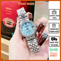 Đồng hồ Rolex nữ,  đồng hồ nữ rolex dây kim loại khóa dán mặt xanh nhẹ nhàng trẻ trung - ThaoNami