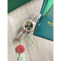 Đồng hồ Rol.exx Nữ Cao Cấp Máy (Quartz) Pin Mặt Siz 31mm viền hạt Dây Kim Loại Thép Không Gỉ Demi Gold mặt xanh số la mã