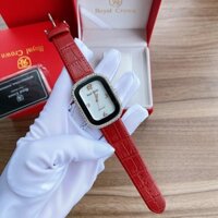 Đồng Hồ Royal Crown Dây Da Đỏ Mặt Chữ Nhật Size 39mm Chính Hãng