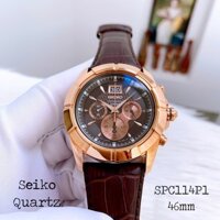 Đồng Hồ Seiko Nam Dây Da Nâu SPC114P1 46mm Quartz Chính Hãng