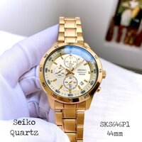 Đồng Hồ Seiko Nam Dây Kim Loại Vàng SKS646P1 44mm Quartz Chính Hãng