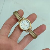 đồng hồ si nhật nữ dây chun hiệu ORIENT 1 cửa lịch mạ vàng độ mới 90%