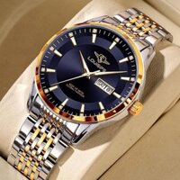 Đồng hồ thạch anh Louisifs Đồng hồ nam doanh nhân Thụy Sĩ Dây thép 2024 Lịch đôi Đồng hồ nam chống nước dạ quang