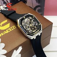 Đồng hồ thạch anh nam thời trang CHAXIGO, dây silicone chống nước, phát sáng, thiết kế Tonneau đa năng, đồng hồ nam doanh nhân 6918-2