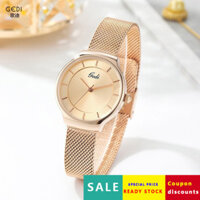 Đồng hồ thạch anh nữ đơn giản thanh lịch mới Gedi thời trang thể thao 2025, dây đeo lưới siêu mỏng, đồng hồ đeo tay JANI