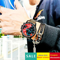 Đồng hồ thể thao ngoài trời cho nam phong cách quân đội với thấu kính ánh sáng đỏ đầy màu sắc, khóa bướm, dây đeo bằng thép không gỉ, lịch, đồng hồ chống nước phát sáng 0OMP