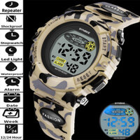 Đồng hồ thể thao quân sự dành cho trẻ em Synoke Dây đeo Camo thời trang Led chống nước Đồng hồ đeo tay kỹ thuật số cho bé trai bé gái có Repeater Shockpro