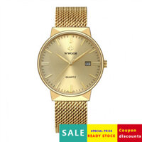 Đồng hồ thể thao thời trang 2025 WWOOR Grip Love 8826 dây thép, dây lưới, đồng hồ quartz nam, chống nước, lịch, đồng hồ nam F06S