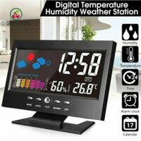 Đồng hồ thời tiết LED ERZAP, Đồng hồ báo thức điện tử có đèn nền màn hình màu, Lịch vĩnh viễn bền bỉ Đồng hồ báo thức đèn nền kích hoạt bằng giọng nói Phòng ngủ