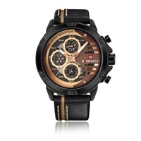 Đồng hồ thời trang nam NAVIFORCE Quartz chống nước 3ATM Đồng hồ da thật phát sáng Đồng hồ đeo tay nam Relogio -Màu nâu