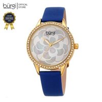 Đồng hồ thời trang nữ Burgi BUR203BU Mặt Phối Hoa Nhiều Lớp Dây Da Xanh 36mm