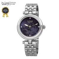 Đồng hồ thời trang nữ Burgi BUR223SBU Mặt Khắc Hoa Mẫu Đơn Dây Kim Loại 32mm