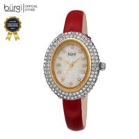 Đồng hồ thời trang nữ Burgi BUR234 Mặt Oval Viền Đá Swarovski Dây Da 28mm