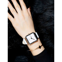 Đồng Hồ Thời Trang Nữ Dây Da Mặt Vuông Guou - Đen