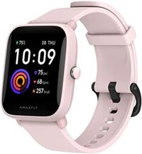 Đồng hồ thông minh Amazfit Bip U màu hồng dành cho nữ, có chức năng theo dõi sức khỏe và thể hình với hơn 60 chế độ thể thao, pin trâu 9 ngày, giúp theo dõi giấc ngủ, nhịp tim và oxy trong máu, chống nước 5 ATM, tương thích với điện thoại iPhone và Android.