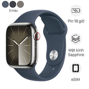 Đồng hồ thông minh Apple Watch S9 LTE 41mm viền thép không gỉ dây silicone