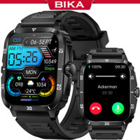 Đồng hồ thông minh BIKA Chống nước 1.96 "Màn hình IPS Nam 100 + Chế độ thể thao Phân tích nhịp tim Giấc ngủ Cuộc gọi Bluetooth cho IOS Android Iphone Huawei