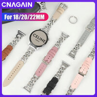 Đồng hồ thông minh CNAGAIN 18MM 20MM 22MM Dây đeo dây chuyền cao bồi sáng tạo thời trang, Dây kim loại rỗng + Dây đeo cổ tay bằng da mềm cho đồng hồ HUAWEI Watch GT4 / 3 / 2 46MM 41MM / Garmin Forerunner 945 / 245 / 645
