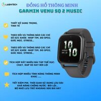 Đồng hồ thông minh Garmin Venu SQ 2 và Music - Hàng Chính Hãng - Black Music