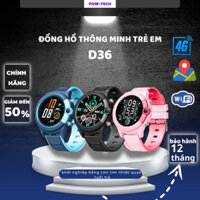 Đồng Hồ Thông Minh Trẻ Em D36 4G, Đồng Hồ Mặt Tròn Lắp Sim Nghe Gọi Video Call, Kháng Nước IP67, Định Vị GPS