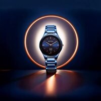 Đồng hồ Titan Edge Ceramic mặt số màu xanh lam Analog Ceramic Strap dành cho nữ