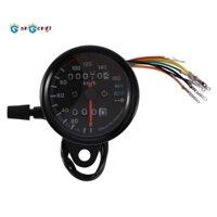 Đồng hồ tốc độ xe máy 12V 0-160 Km / H có đồng hồ đo đèn LED, Đồng hồ đo tay đua Cafe đa năng, Đèn báo đơn (Đen)