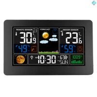Đồng hồ trạm thời tiết 3 trong 1 Đồng hồ kỹ thuật số treo tường Nhiệt kế đo độ ẩm Đồng hồ màn hình màu ngoài trời trong nhà với bộ phát RF Đồng hồ bàn điện tử kipo2.28