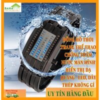 ĐỒNG HỒ trang điểm Sport CHỐNG giột nước màn hình hiển thị chỉ ra DẠ QUANG - LED, DÂY THÉP KHÔNG GỈ "BAHAMAR"
