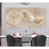 Đồng Hồ Tráng Gương Chữ Nhật " LÔNG VŨ " In UV5D Cao Cấp - Trang Trí Nhà Cửa, Trang Trí Phòng Khách