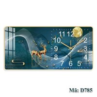 Đồng hồ tráng gương mã D785- Đồng hồ hươu vàng tài lộc