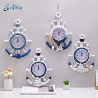 Đồng hồ trang trí bánh lái mỏ neo decor Santorini