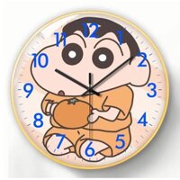Đồng hồ trang trí đồng hồ treo tường phòng khách đồng hồ treo tường phòng trẻ em kem bút chì màu Shin-chan Hoạt hình Đồng hồ thạch anh gió im lặng