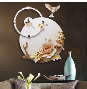 Đồng hồ trang trí nghệ thuật Z188 - Hoa mẫu đơn