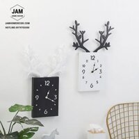 Đồng hồ trang trí treo tường bằng gỗ sừng hươu