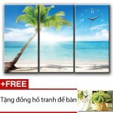 Đồng hồ tranh Bãi biển bình yên Dyvina 3T3060-4